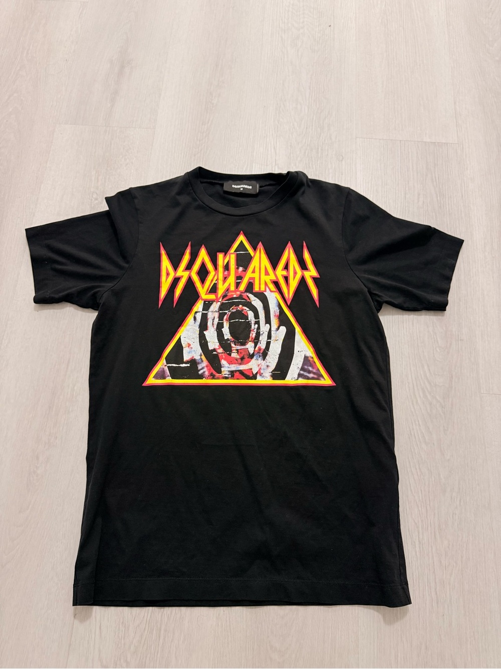 DSQUARED2 D2 T-SHIRT MENS ROCK 80'S BAND M -BLACK-100% AUTHENTIC
